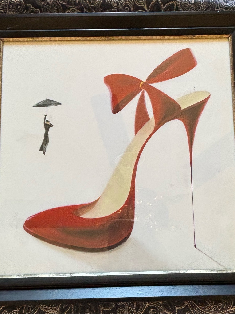 Red High Heel Pump with Bow Wall Decor.